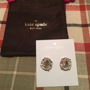 Kate spade large clear sparkle gems in gold NWT